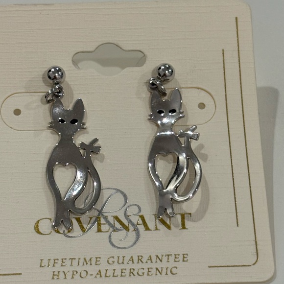 Jewelry - Silver Cat Earrings, never worn